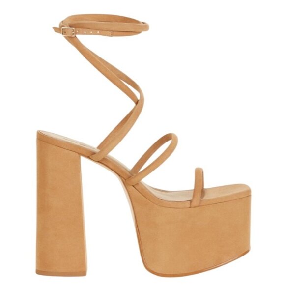 Cult Gaia Hyte Platform High Block Heel Sandals Camel Size 7.5 New In Box - Picture 9 of 9